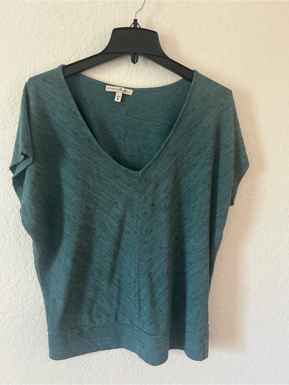 Express Teal V-Neck Short-Sleeve Knit Top